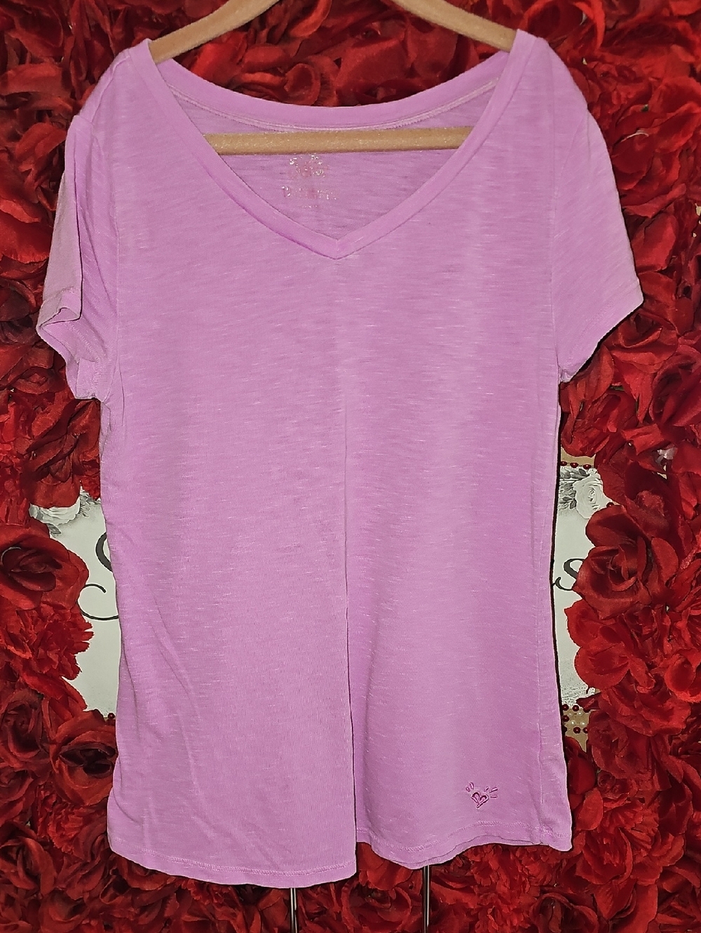 Justice Girls' Purple V-Neck Short Sleeve Tunic Style Tee Size 12